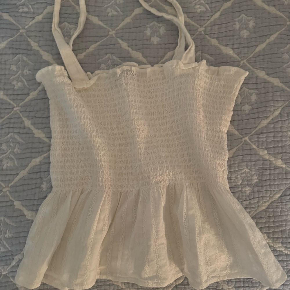 American Eagle Outfitters Cream Smocked Camisole